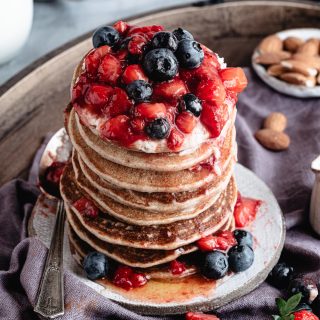 Close up shot of pancakes stack