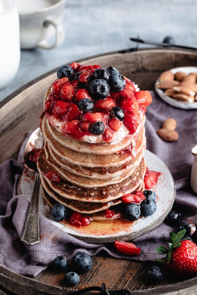 Close up shot of pancakes stack