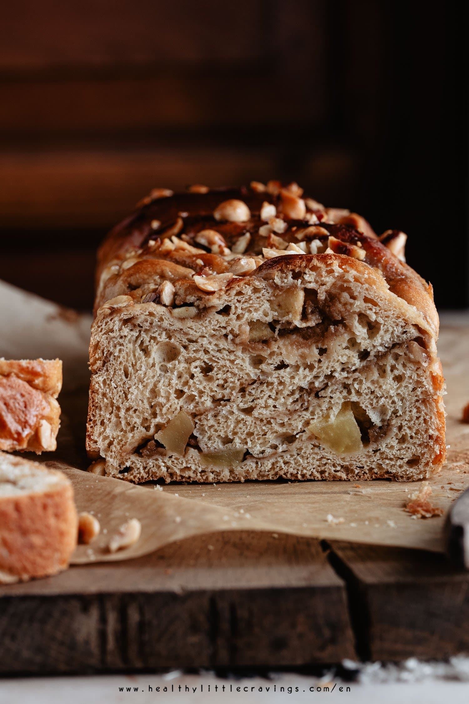 Inside of cinnamon apple babka