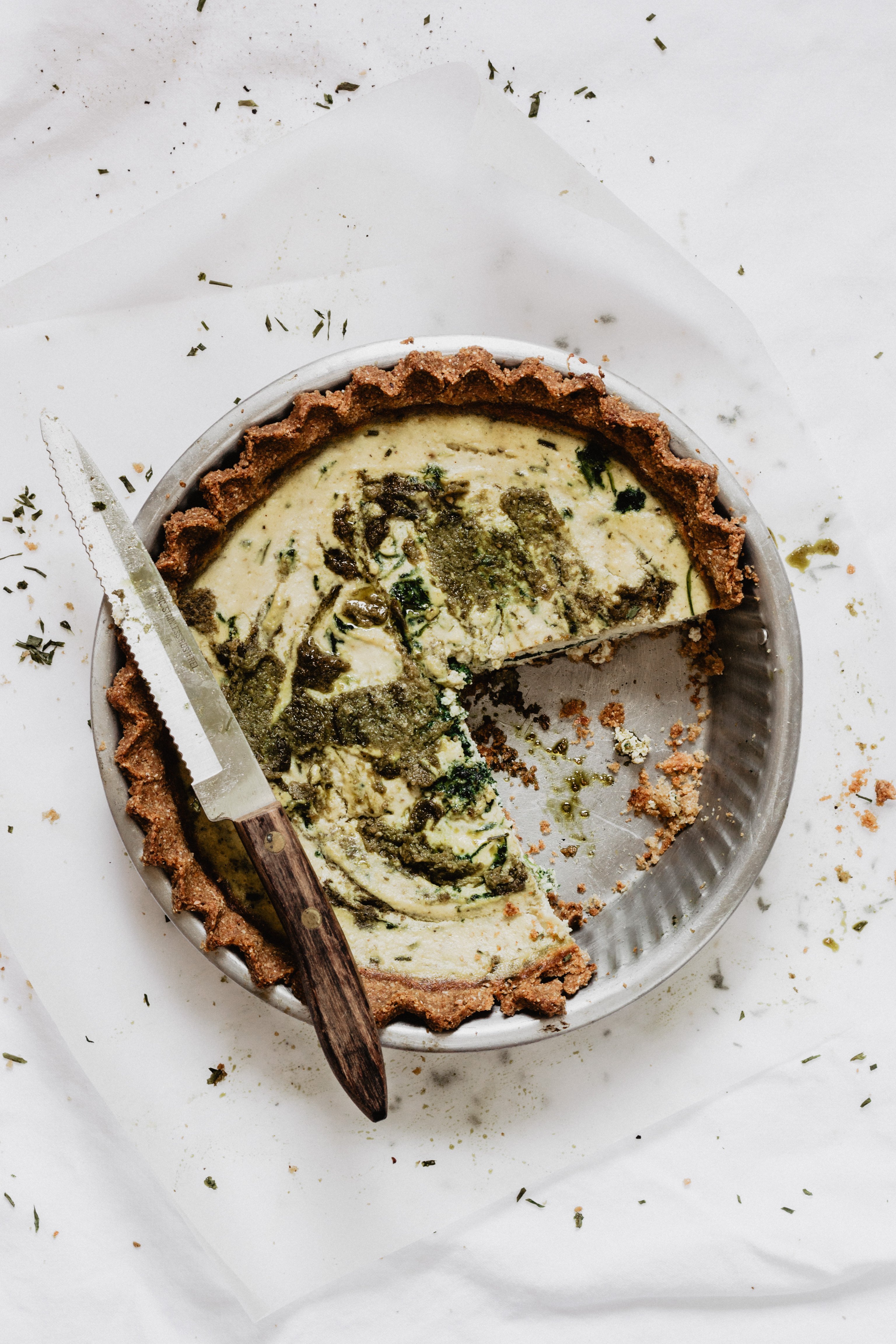 SPINACH RICOTTA QUICHE WITH PESTO / HEALTHY AND EASY