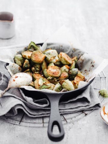 easy Oven roasted Brussels sprouts are a super healthy side dish