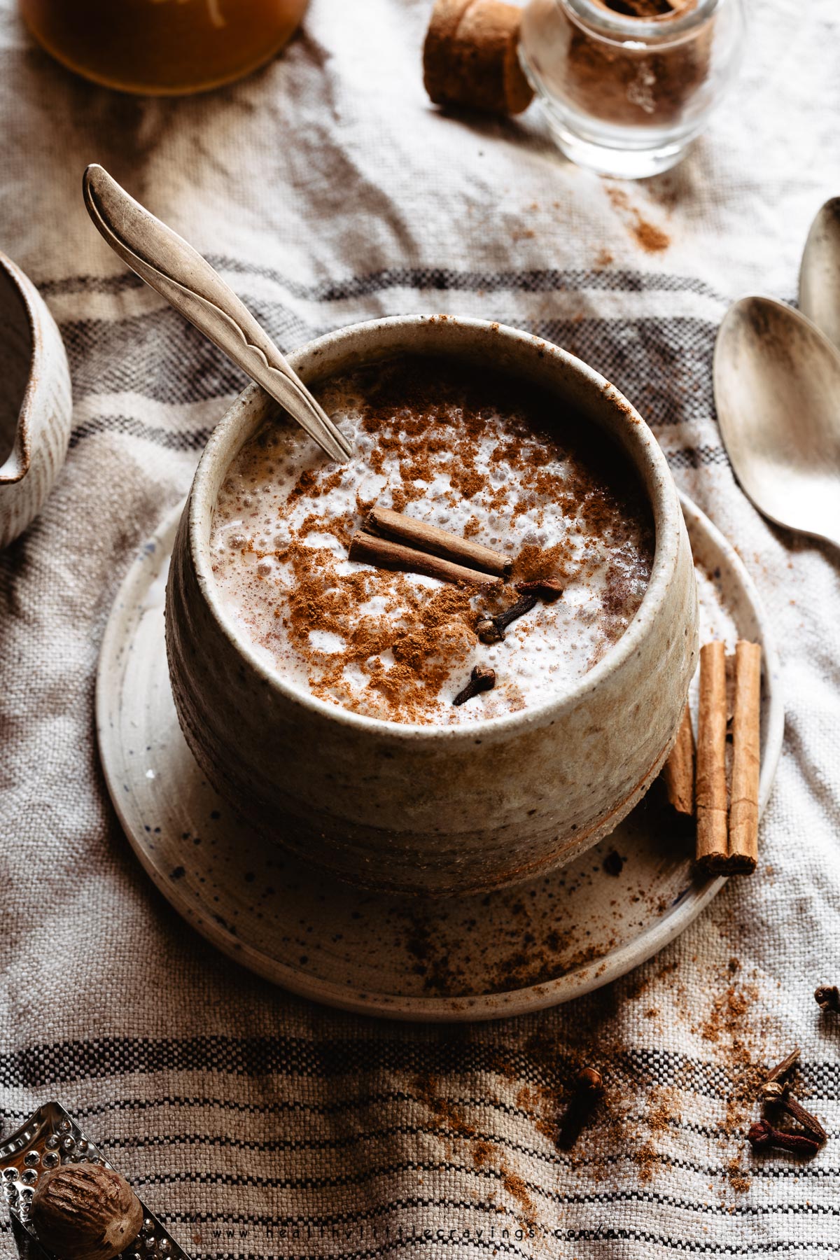 Complete this Pumpkin spice latte recipe with cinnamon and cloves!