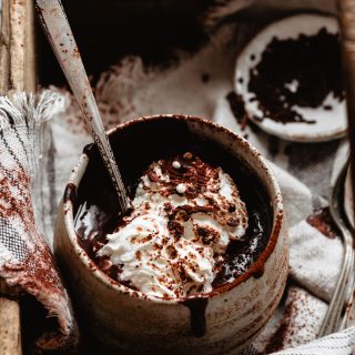 Thick and creamy hot cocoa with whipped cream