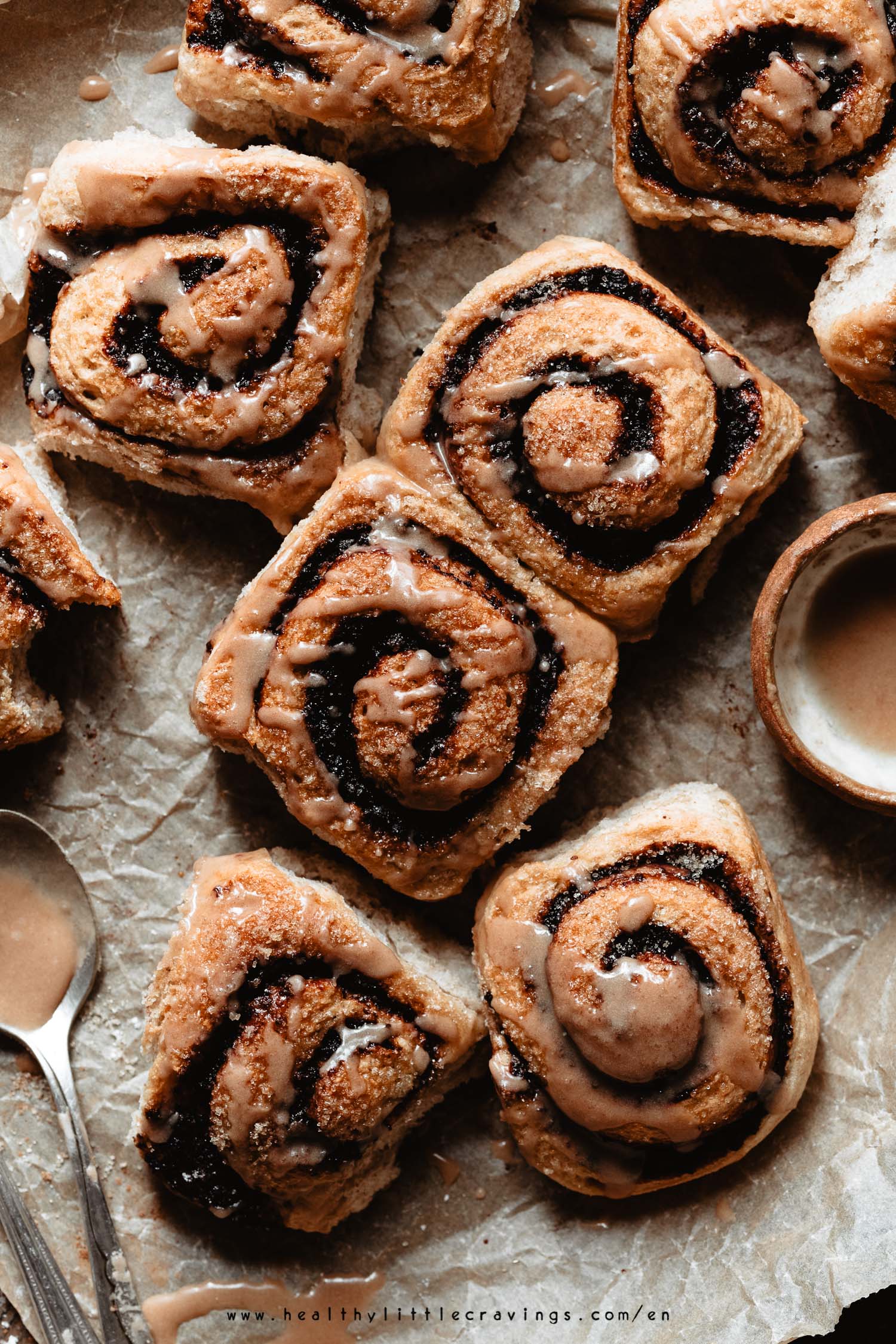 Vegan cinnamon rolls with chocolate and orange filling