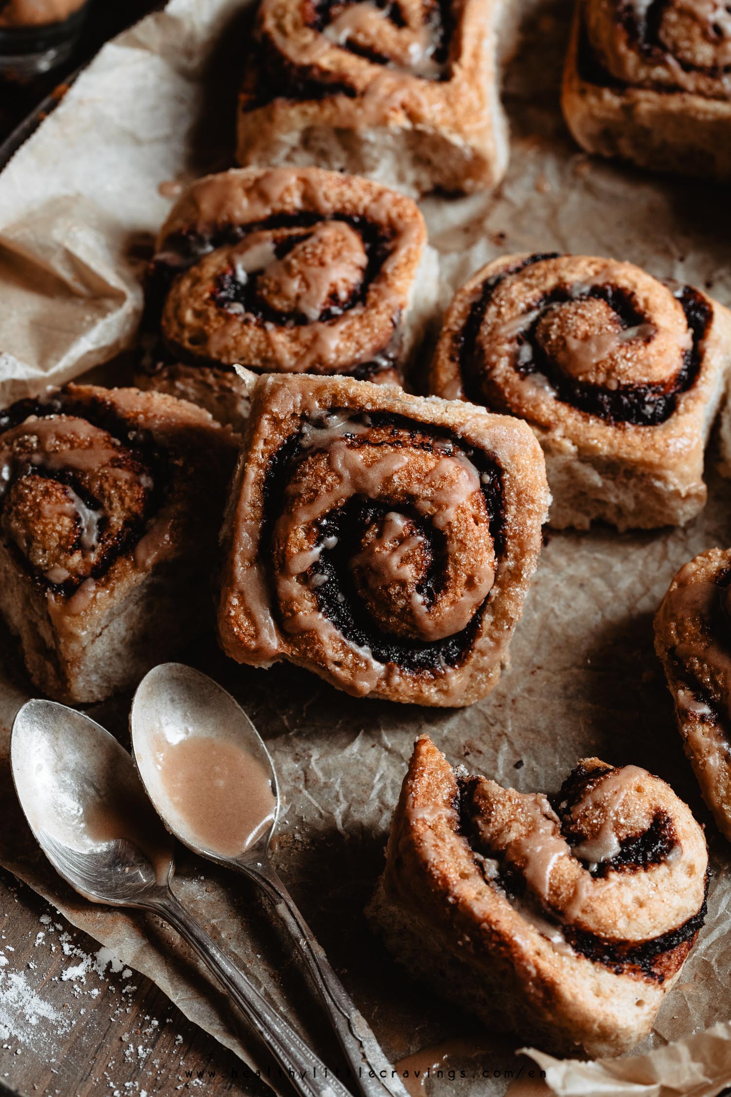 Chocolate orange healthy cinnamon rolls 45° photo