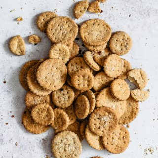 Healthy homemade crackers onto a grey surface
