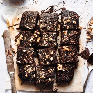 My healthy brownies with black beans served with chocolate on top