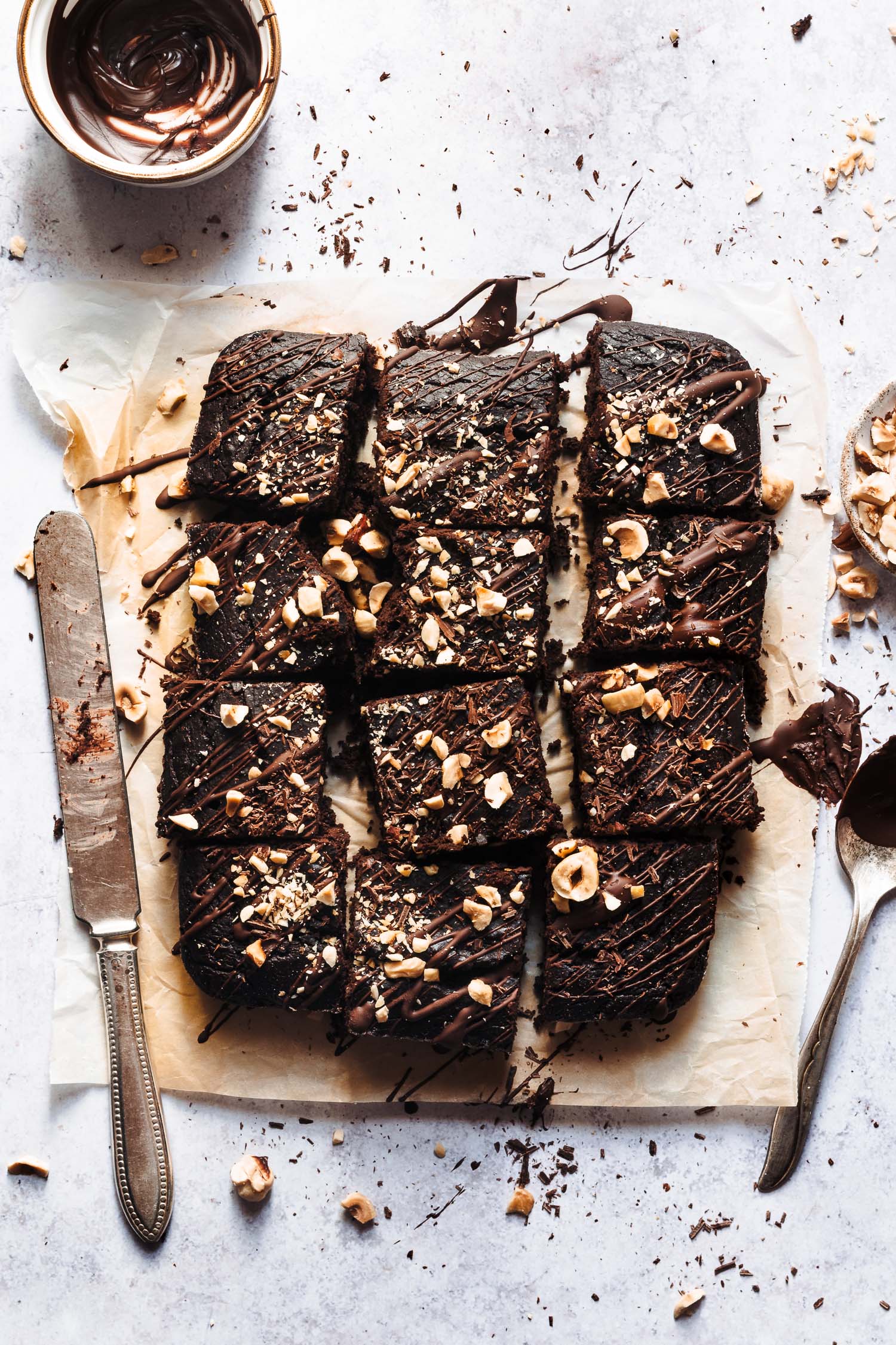 My healthy brownies with black beans served with chocolate on top