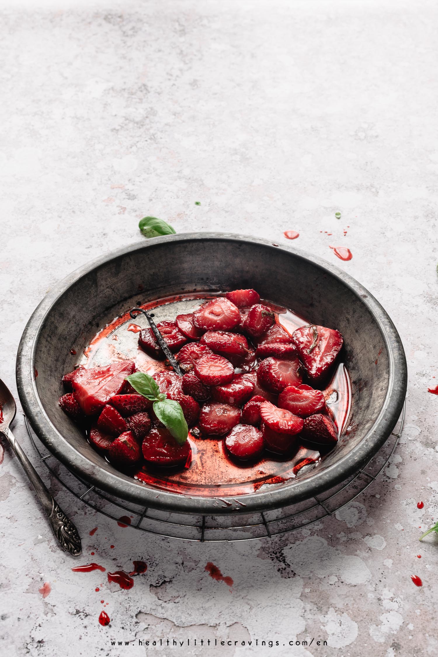 Roasted strawberries backlit photography 