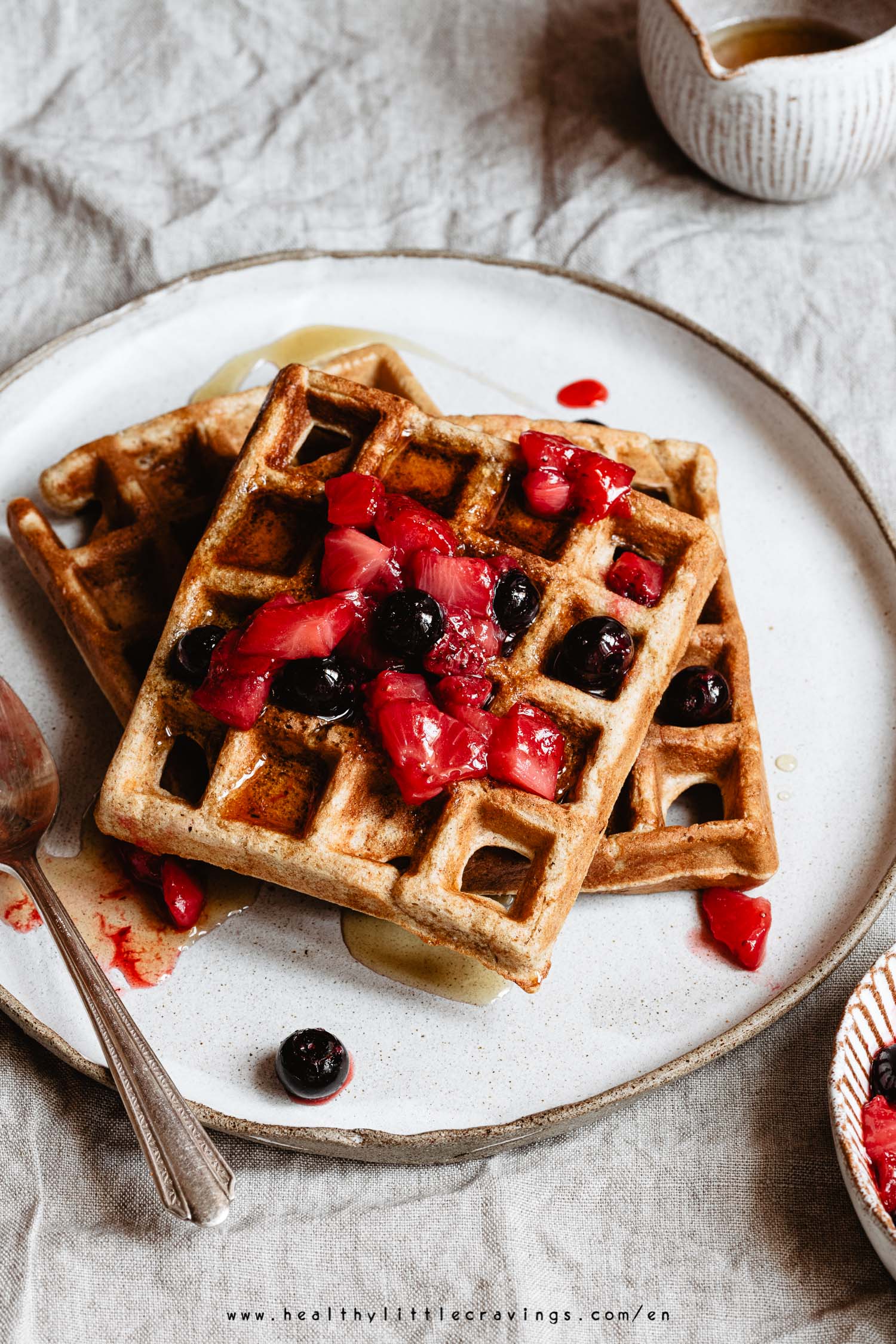 No baking powder waffles with berries