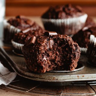 The inside of zucchini chocolate muffins