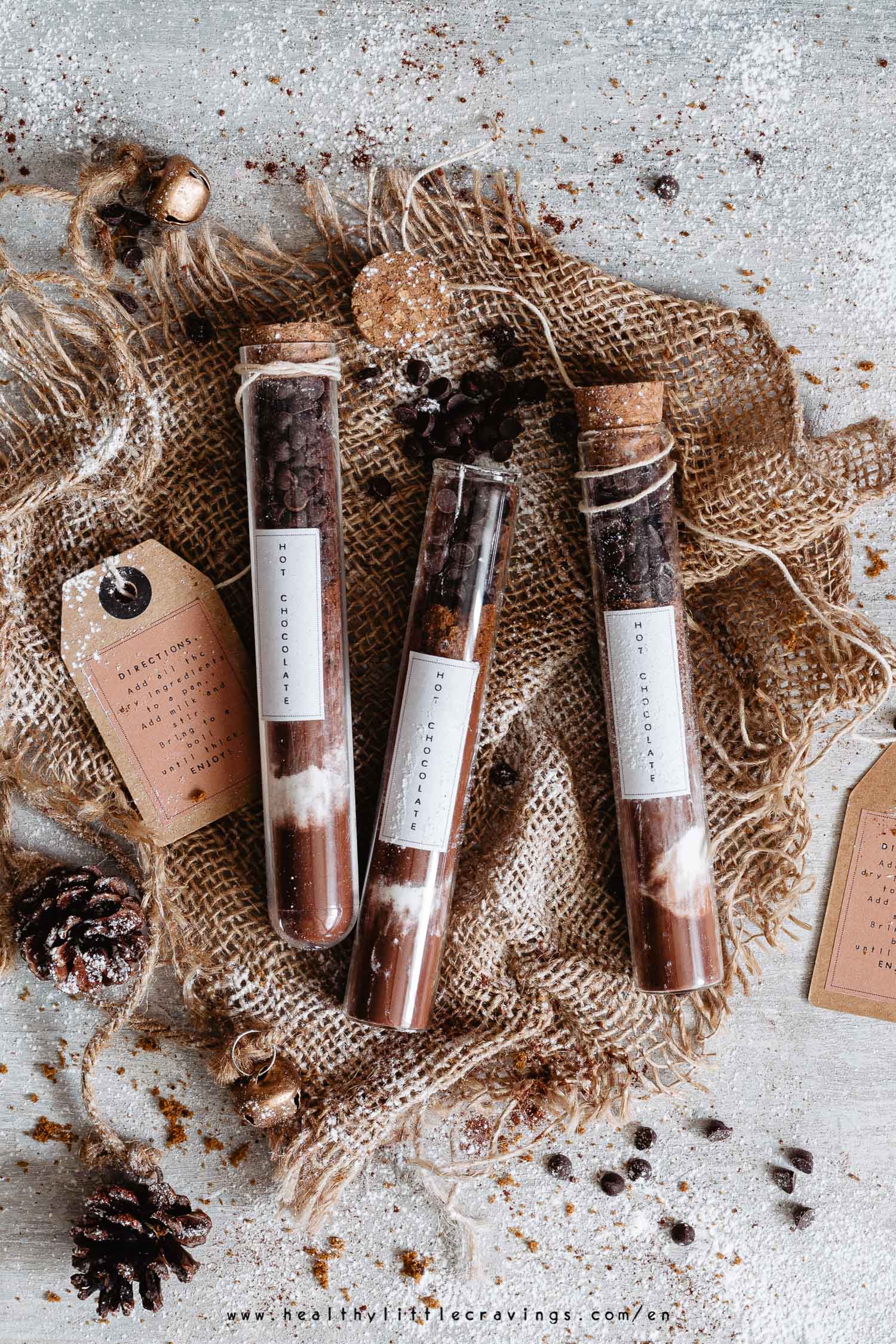 Christmas hot chocolate gifts into a tube