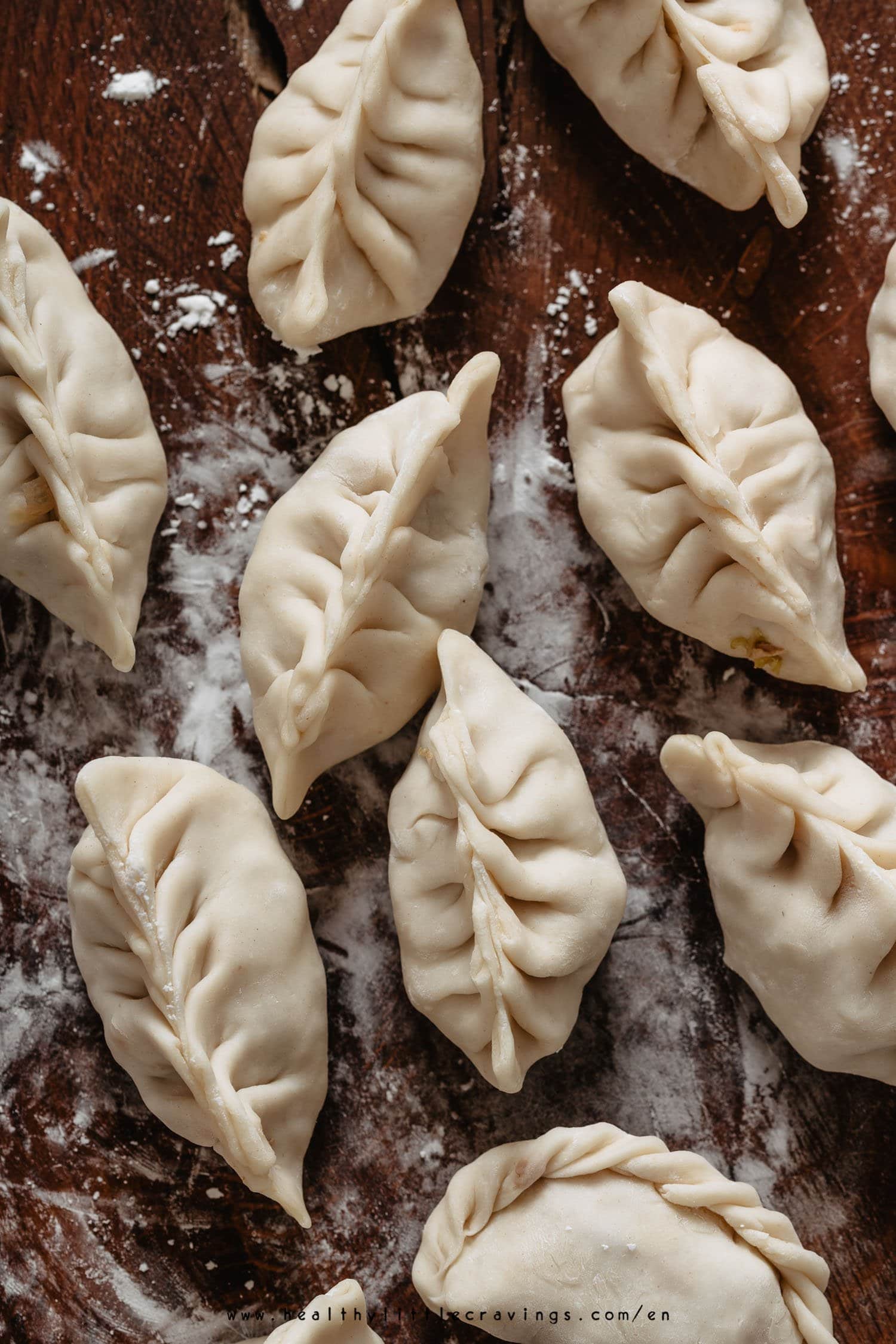 Perfect raw dumplings ready to be cooked