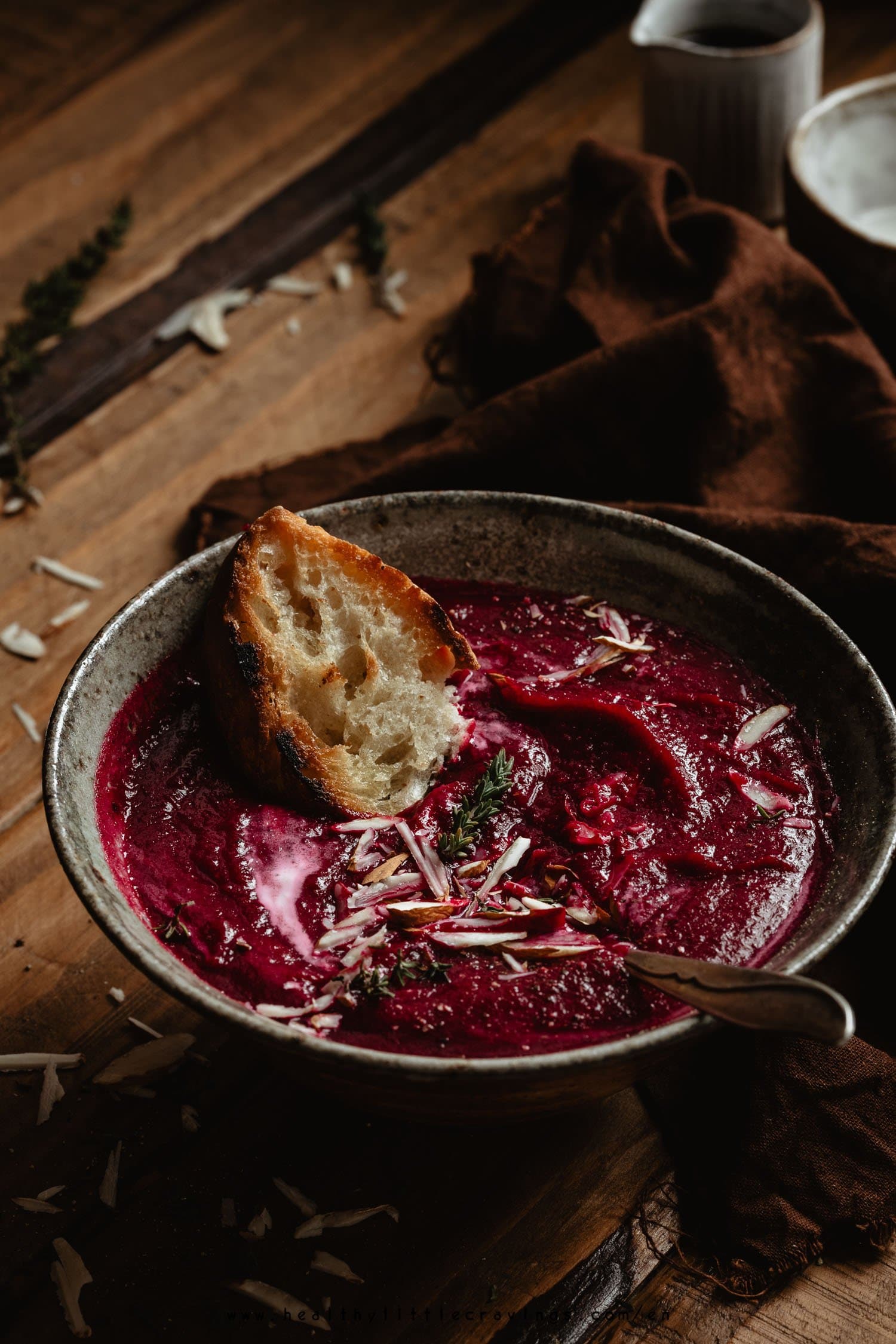 Wintery beetroot soup with ginger and balsamic vinegar