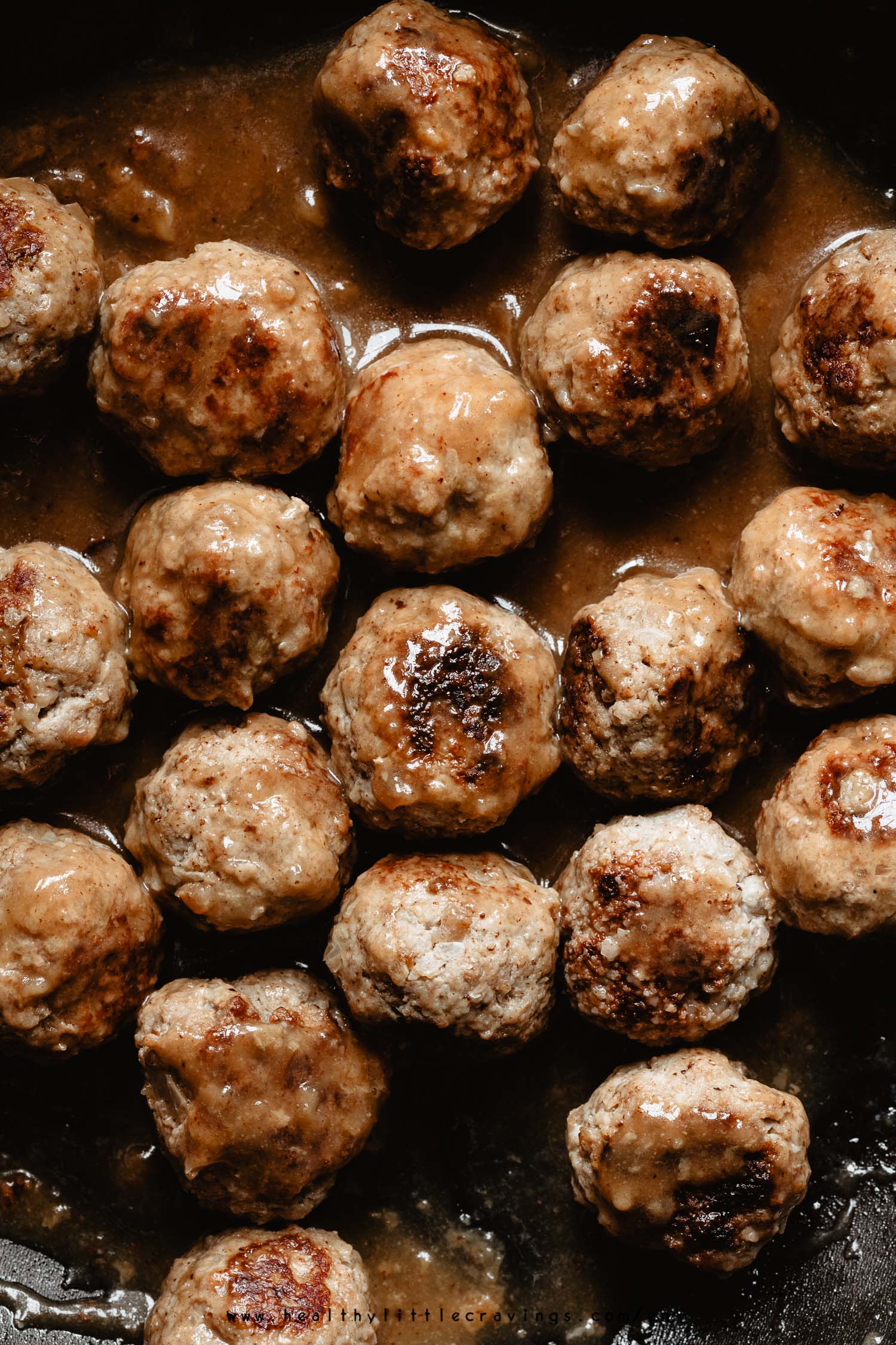 Swedish meatballs inside a pan