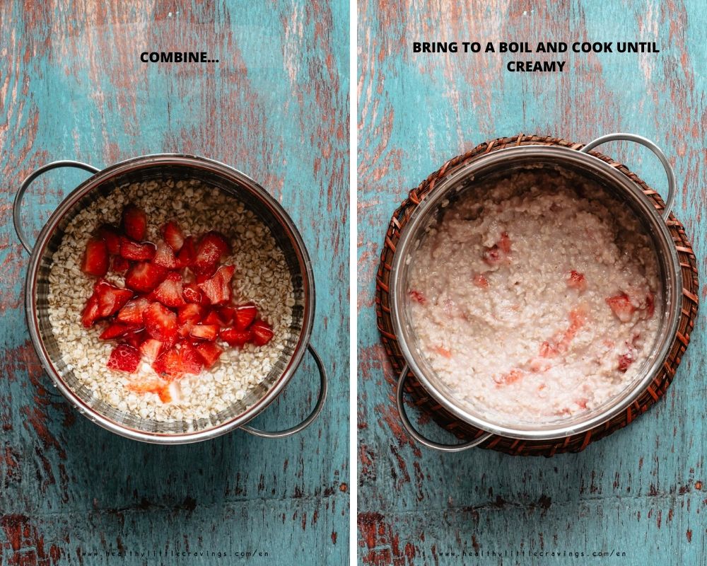 step-by-step how to make strawberry oatmeal