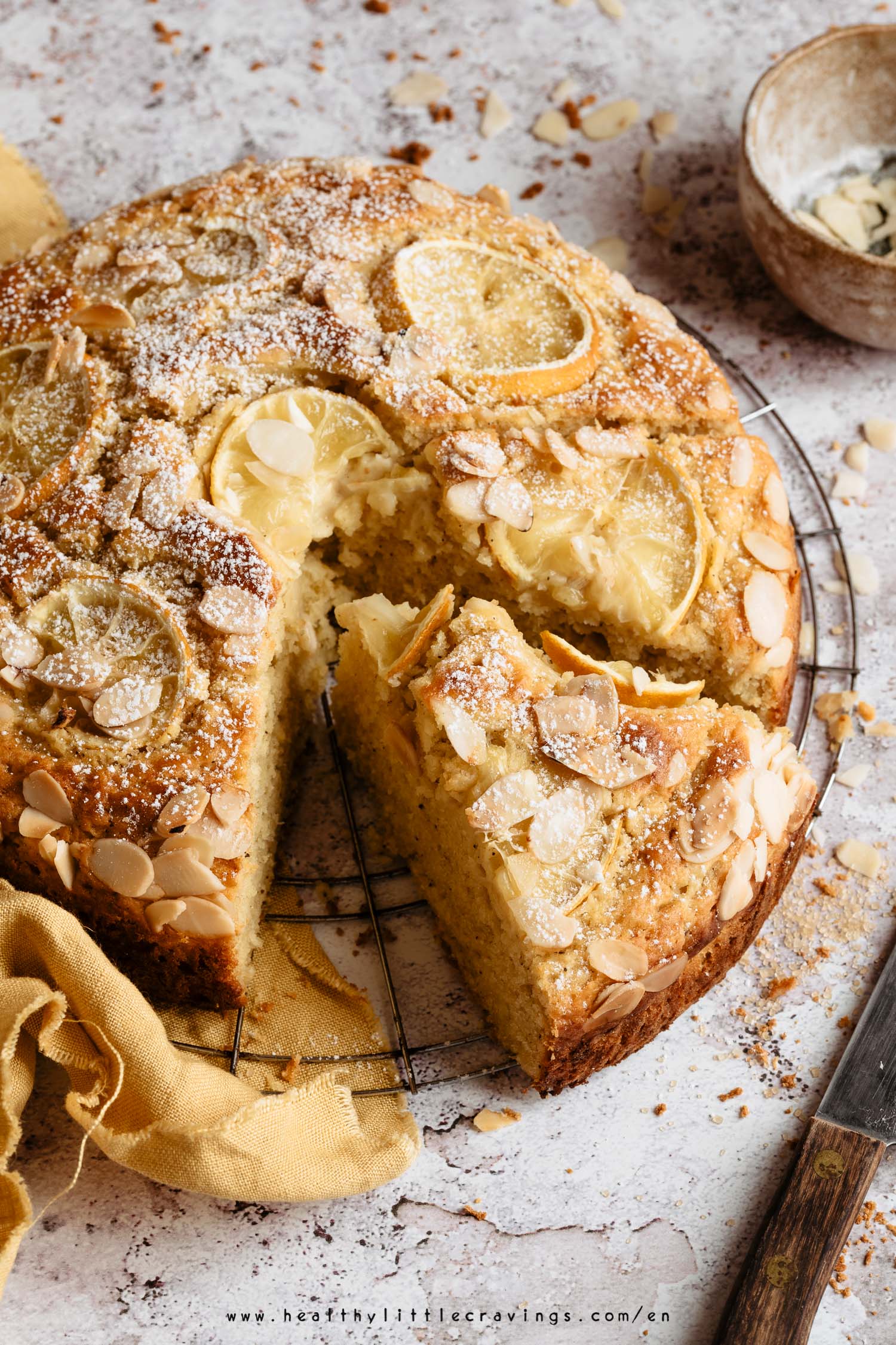 A slice of lemon ricotta cake