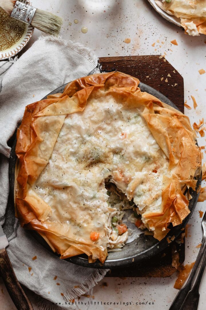 HEALTHY CHICKEN POT PIE WITH PHYLLO DOUGH