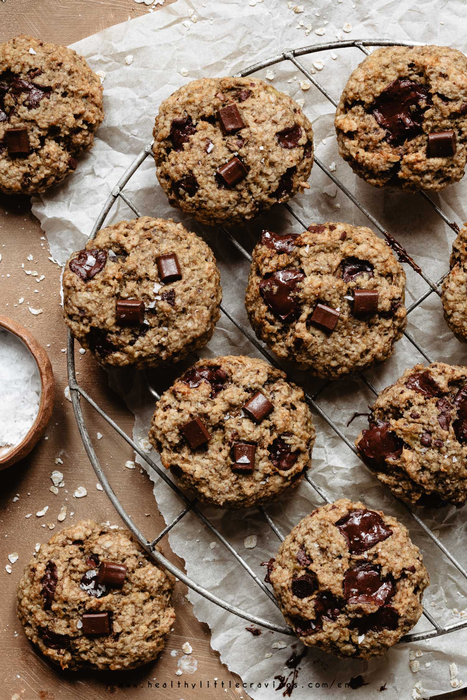 Healthy vegan banana bread cookies with oats