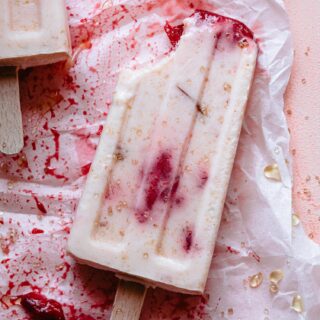 macro shot of Greek yogurt popsicles