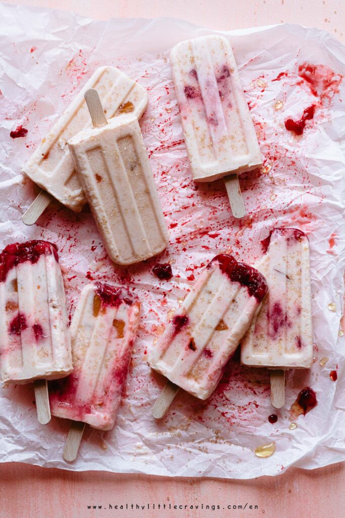 Yogurt popsicles on parchment paper