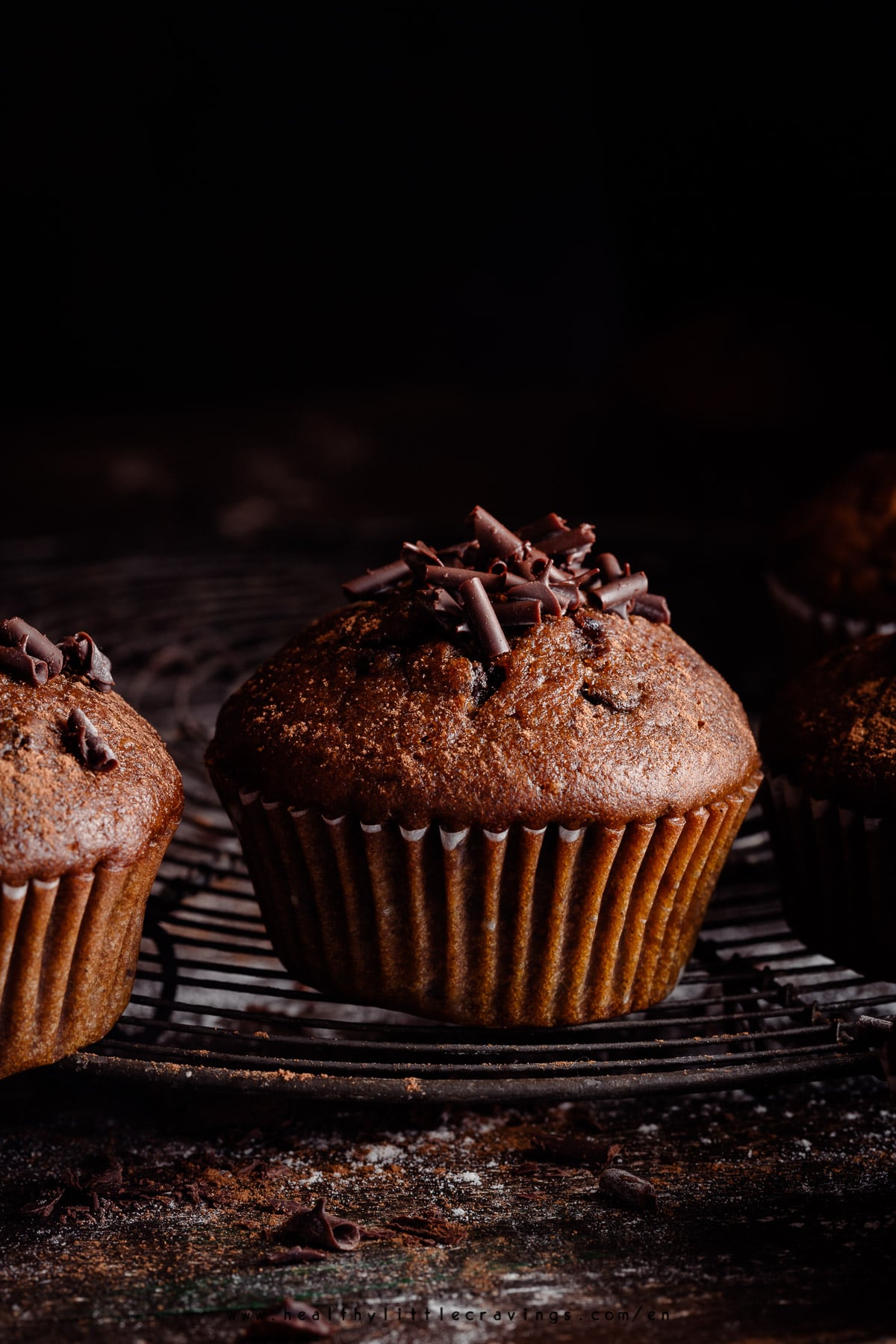 Pumpkin chocolate chip muffins with an extra touch: coffee powder!