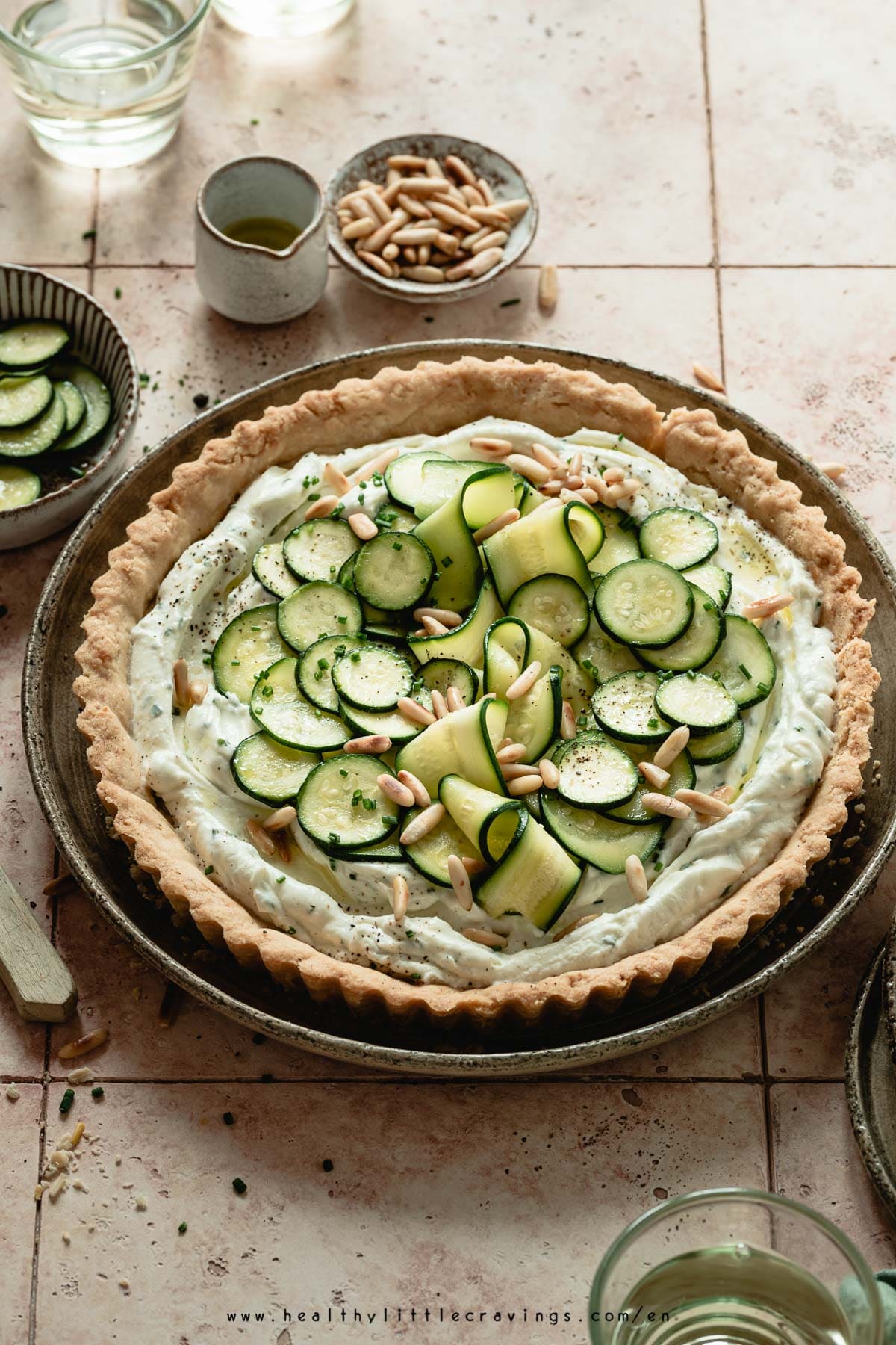 45° view of zucchini pie