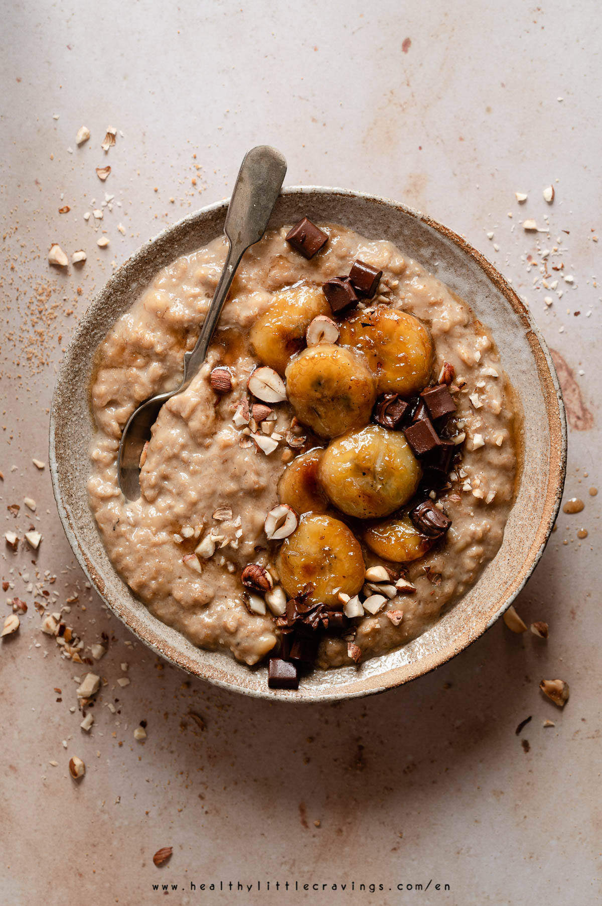 banana bread oatmeal with teaspoon